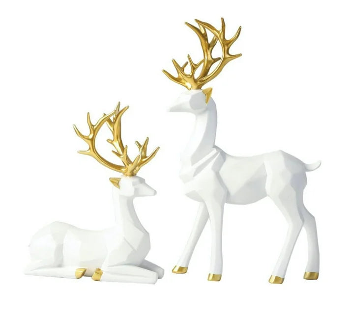 Deer Statue Reindeer Figurines Resin Sculpture