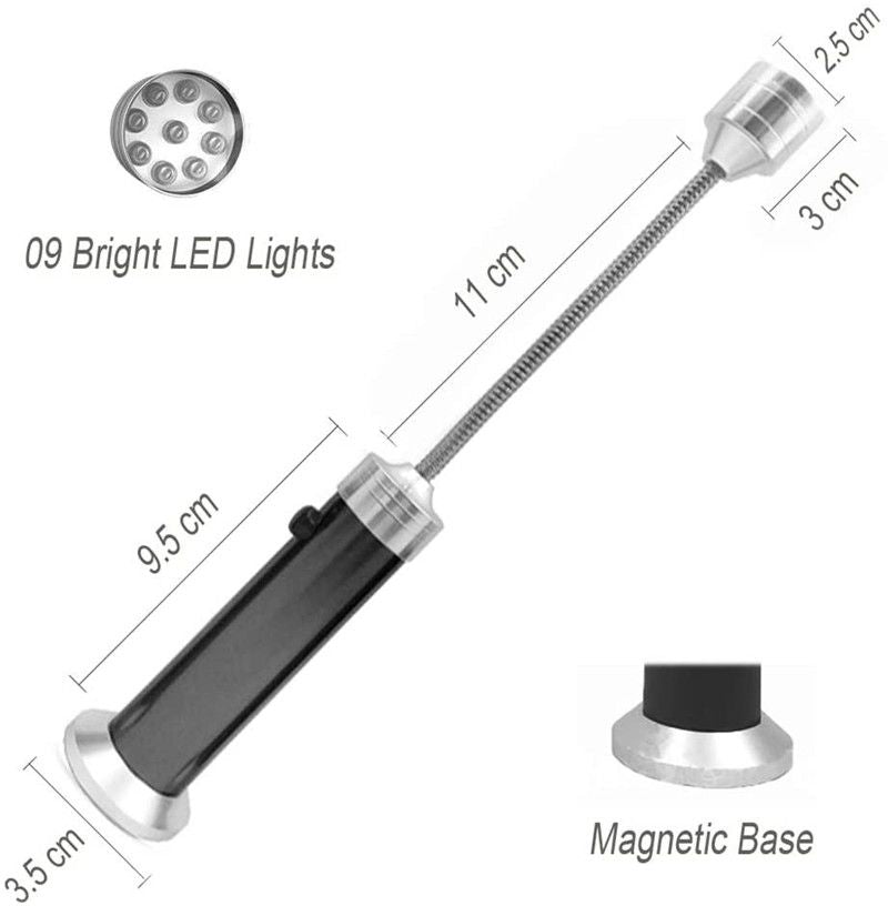 2 Pack 9-LED Grill BBQ Light Multi-function Flexible Magnetic Base Lamp