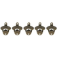 Wall Mounted Rustic Beer Opener Set Vintage Look with Mounting Screws for Kitchen Cafe - 5pc