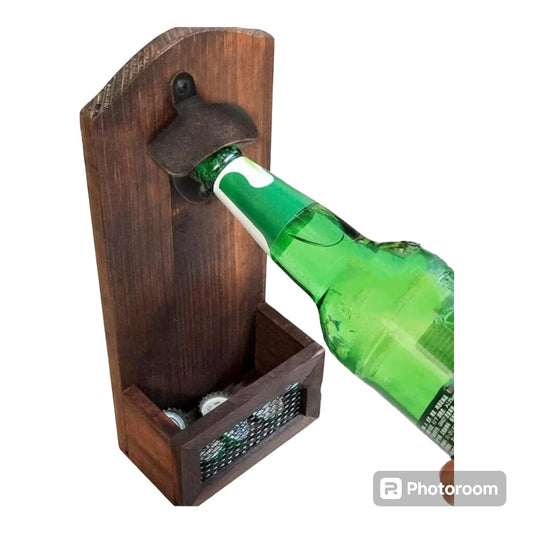 Wall Mounted Rustic Beer Opener Set Vintage Look with Mounting Screws for Kitchen Cafe - 5pc