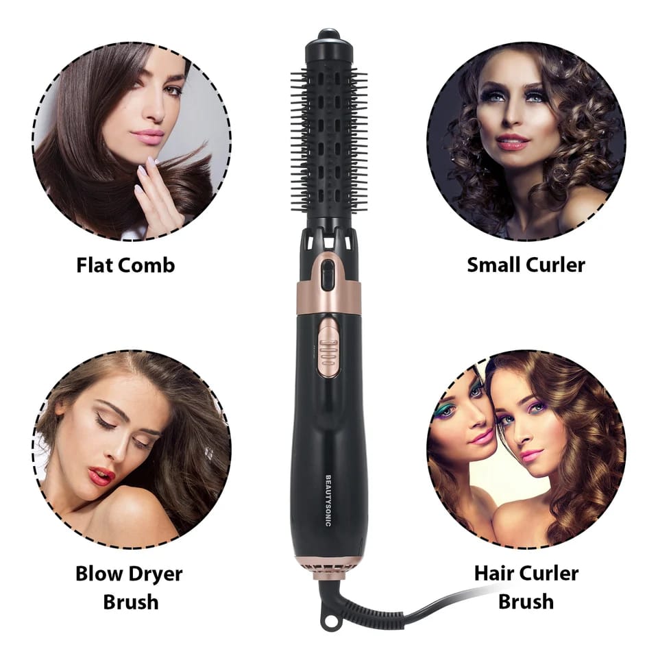 4 in 1 Hair Dryer Styler and Volumizer Hair Curler Straightener Blow Dryer Brush Rotating Blow Dryer Comb