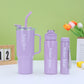 3-Piece Sports Water Bottle Set With One Straw - Gradient Color