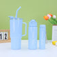 3-Piece Sports Water Bottle Set With One Straw - Gradient Color