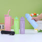 3-Piece Sports Water Bottle Set With One Straw - Gradient Color