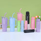 3-Piece Sports Water Bottle Set With One Straw - Gradient Color