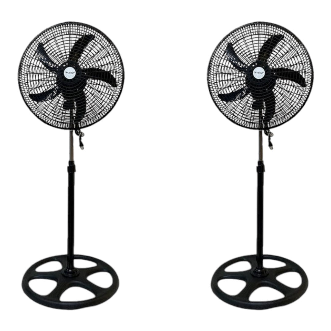 Lexuco 18'' Adjustable Pedestal Floor Fan set of 2 B 300 mm 5 Blade Pedestal Fan (Black, Pack of 2