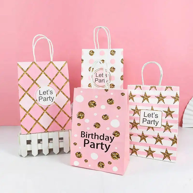 Happy Birthday Gift Bags With Handles Cookie Candy DIY Gift Packages