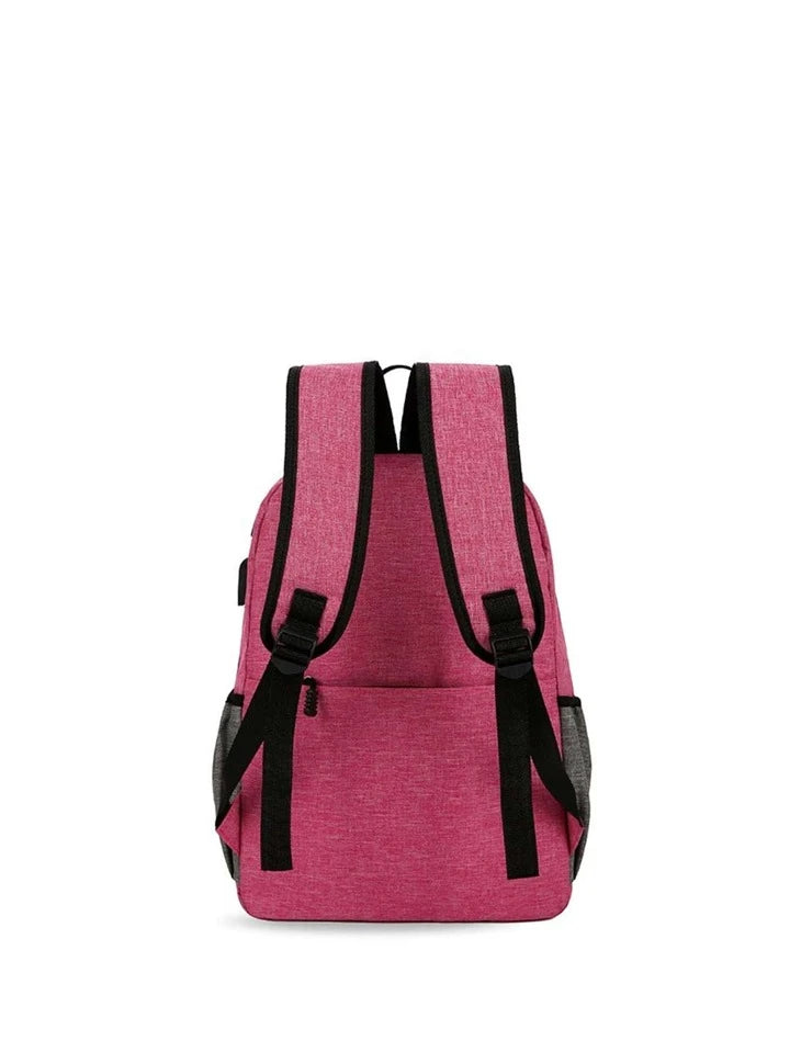 3 in 1 Color Matching Nylon Double Shoulders Bag Ladies Handbag School Backpack Bag- Various Colours