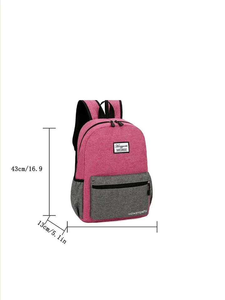 3 in 1 Color Matching Nylon Double Shoulders Bag Ladies Handbag School Backpack Bag- Various Colours