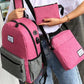 3 in 1 Color Matching Nylon Double Shoulders Bag Ladies Handbag School Backpack Bag- Various Colours