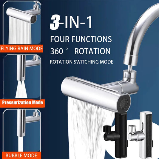 3 Modes Kitchen Faucet Extension Waterfall Anti Splash 360 ^ Rotating Tap Bubbler