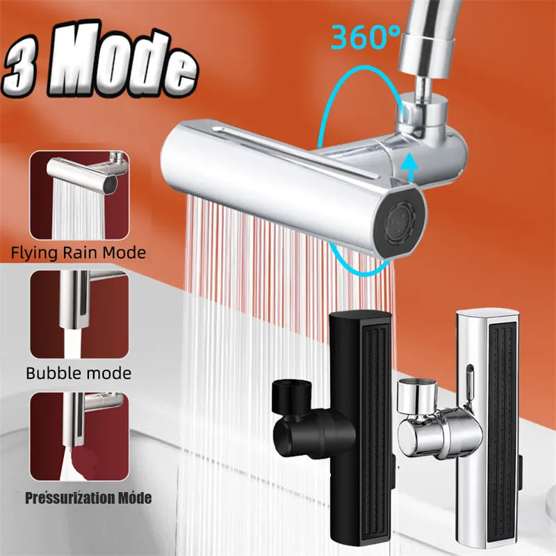 3 Modes Kitchen Faucet Extension Waterfall Anti Splash 360 ^ Rotating Tap Bubbler