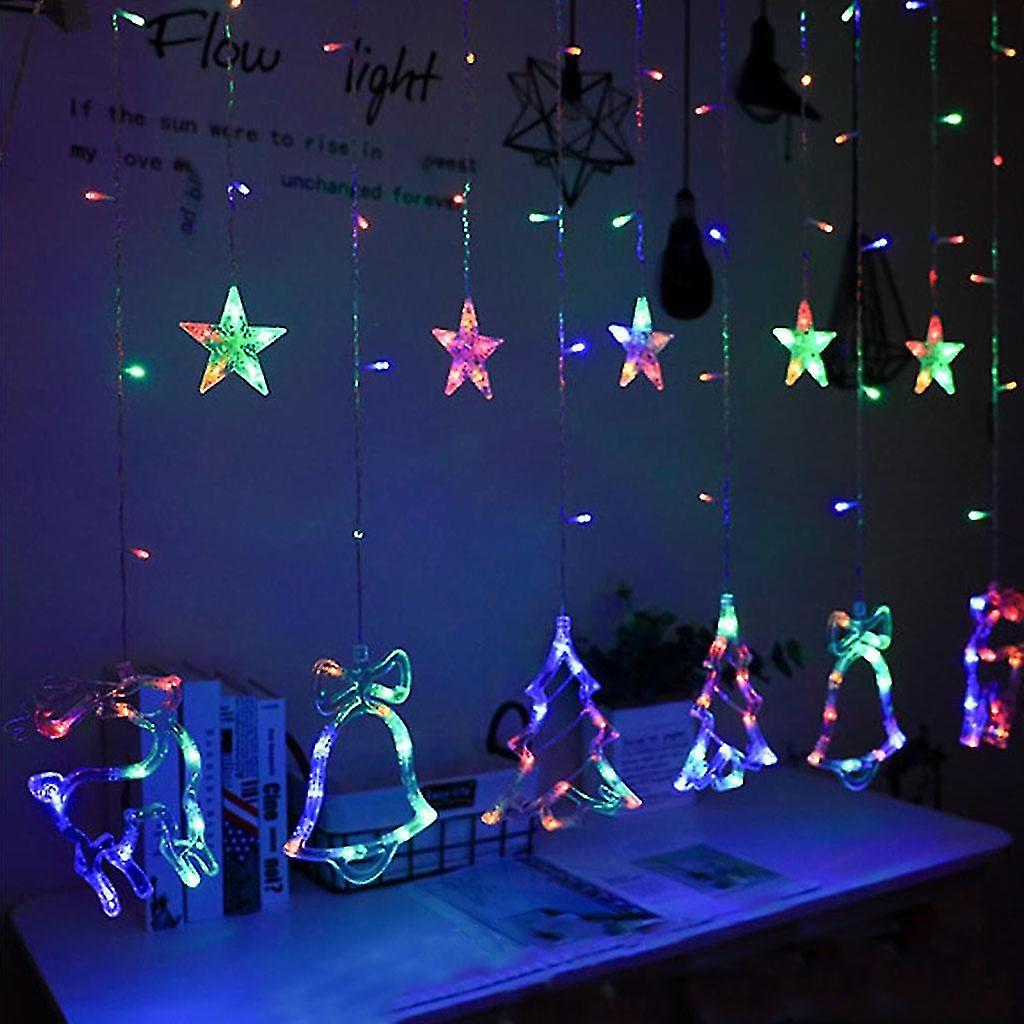 Christmas Led Fairy Lights 12 Light, Light Curtain Christmas Lights Star Curtain 12 Leds For Indoor Outdoor