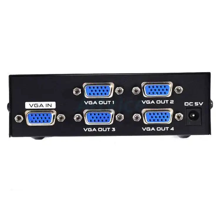 4 Port Powered VGA Splitter 1 in 4 Out 200Mhz  Video Distribution Duplicator for 1 PC to 4 Monitors Projector