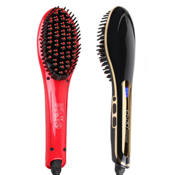 ENZO LCD Hair Straightener Comb Electric Brush Ceramic