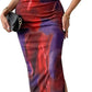 Women's Tie Dye Split ThighTube Dress Ruched Bodycon Maxi Dress