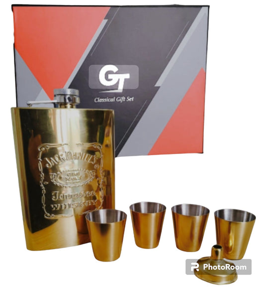 Whiskey Flask (Jack Daniel Themed) 5pc Set -Colour Options