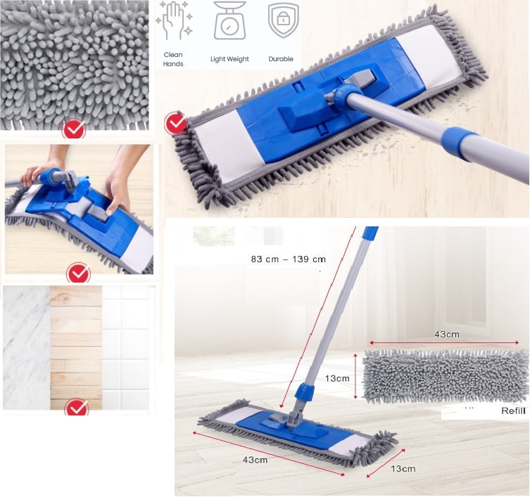 Kleaner Microfiber Chenille Flat Floor Mop