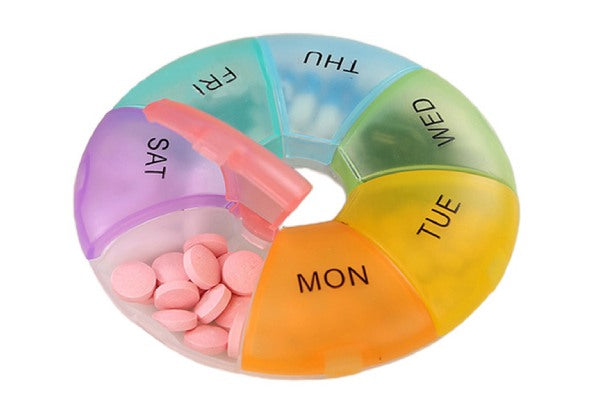 7 Day Pill Box Rainbow Plastic