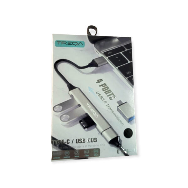 Treqa USB 3.0 4 Port Hub With Type C Adapter