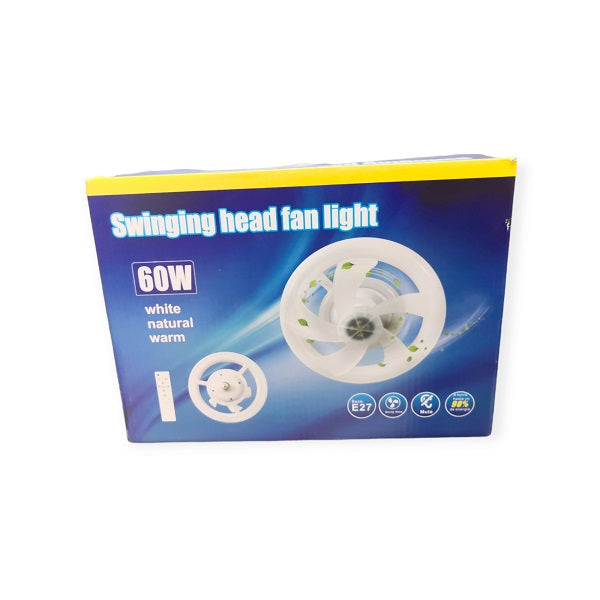 60W Swinging Head Fan Light With Remote Control Adjustable Colour Temperature