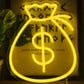 Money Bag Back Panel Neon Lamp With 12V 2A Power Adapter