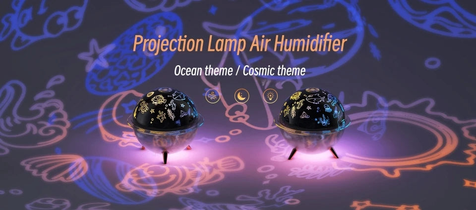 Ocean Projection Lamp Humidifier, Sea Projection Lamp Humidifier, USB Plug-in Astronaut Projection Atmosphere Lamp Bedroom Air Humidifier Bedroom Decorative Lamp