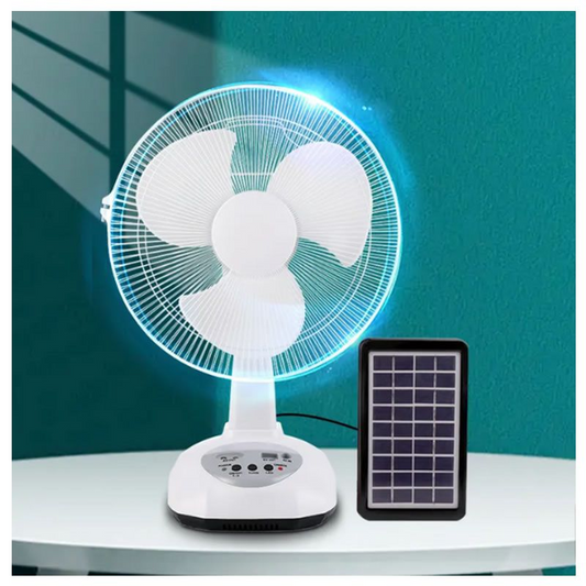 12" Rechargeable Oscillating 2 Speed Solar Powered Fan