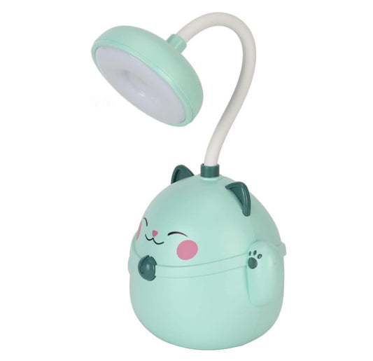 USB Rechargeable Happy Cat Table Lamp 2 Settings With Pencil Holder