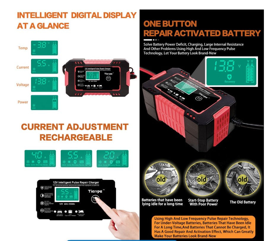 RJTianye 12V intelligent Pulse Repair Charger – Megamall Online Store