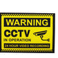 Horizontal 25cm x 18cm Yellow and Black CCTV Warning Sticker