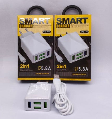 Smart 5.8A 4 Port Charger With 1m Cable