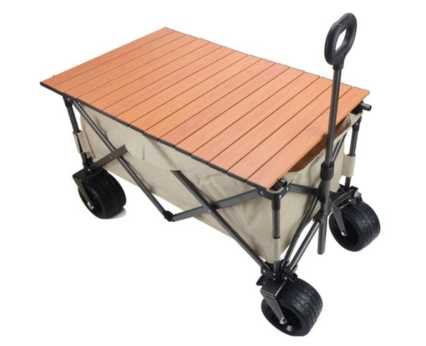 Large Portable Multifunction Cart Outdoor Camping Foldable With Table Light Wagon Trolley