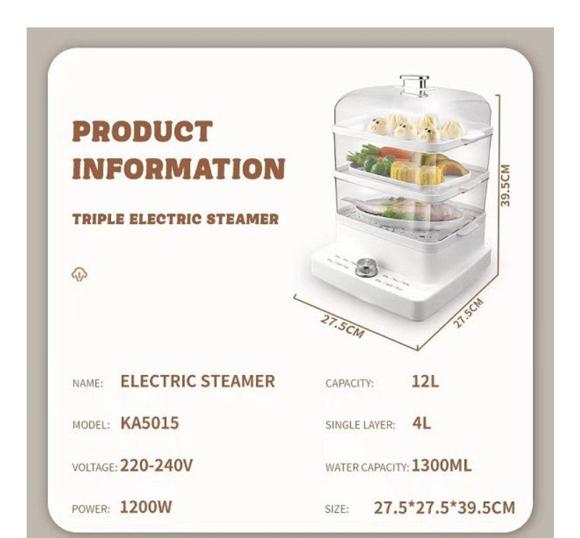 RAF White Electric Food Steamer  1200W