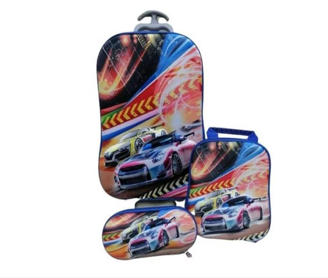 School Kids Trolley Bag Set Of 3 – Car Racing