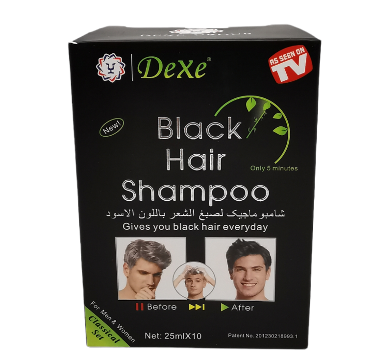 Dexe Black Hair Shampoo Dye Men/Women 25ml-10 Sachet Per Box