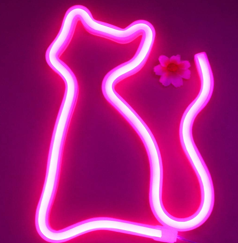 FA-A18 Cat Shaped LED Neon Sign Wall Hanging Lamp USB And Battery Operated