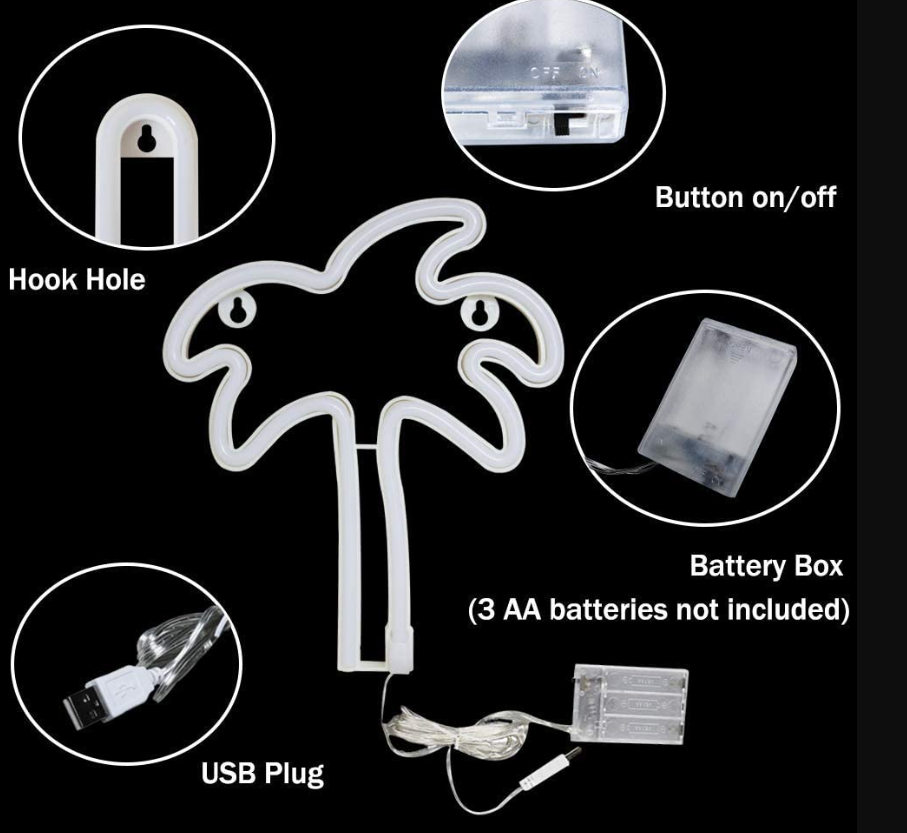 FA-A22 Palm Tree Neon Sign Lamp USB And Battery Operated