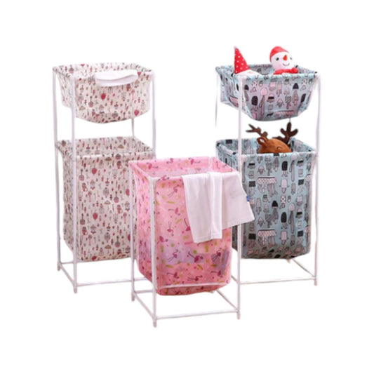 Detachable Laundry Basket Storage Unit Double Layers