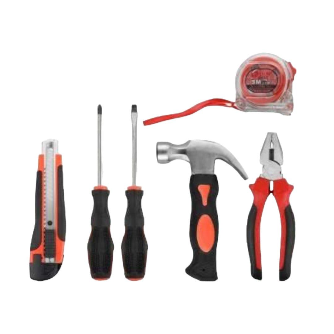 Hand Tool Kit Screwdriver, Hammer, Plier, Measuring Tape And Blade