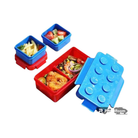 3 in 1 Blocks Snack Lego Shape Lunch Box with cup