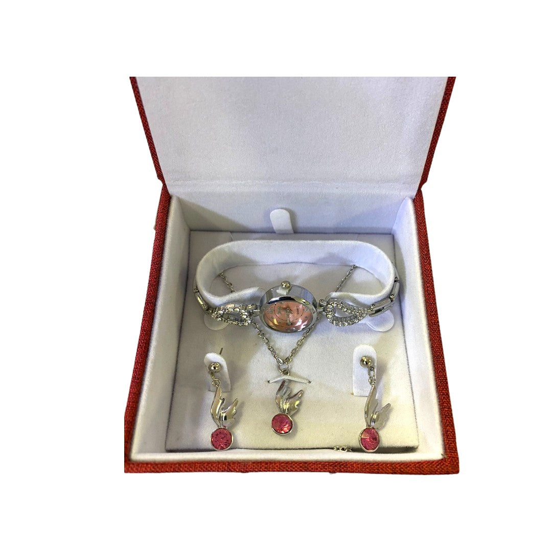 Valentine Gift Set For Her , Watch, Necklace & Earings