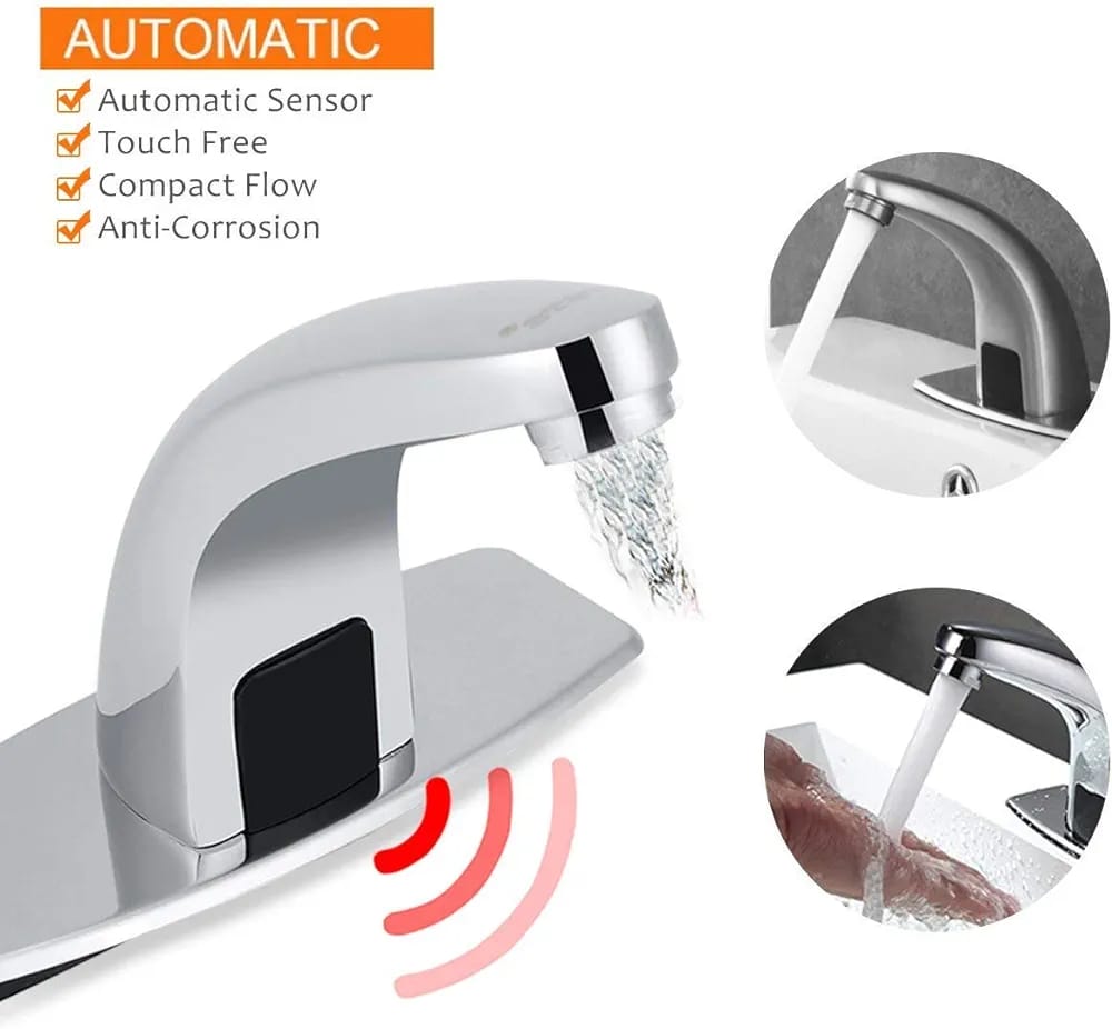 Touchless Sensor Bathroom Faucet Automatic Smart,Hot and Cold Mixer Control, Battery Operated.