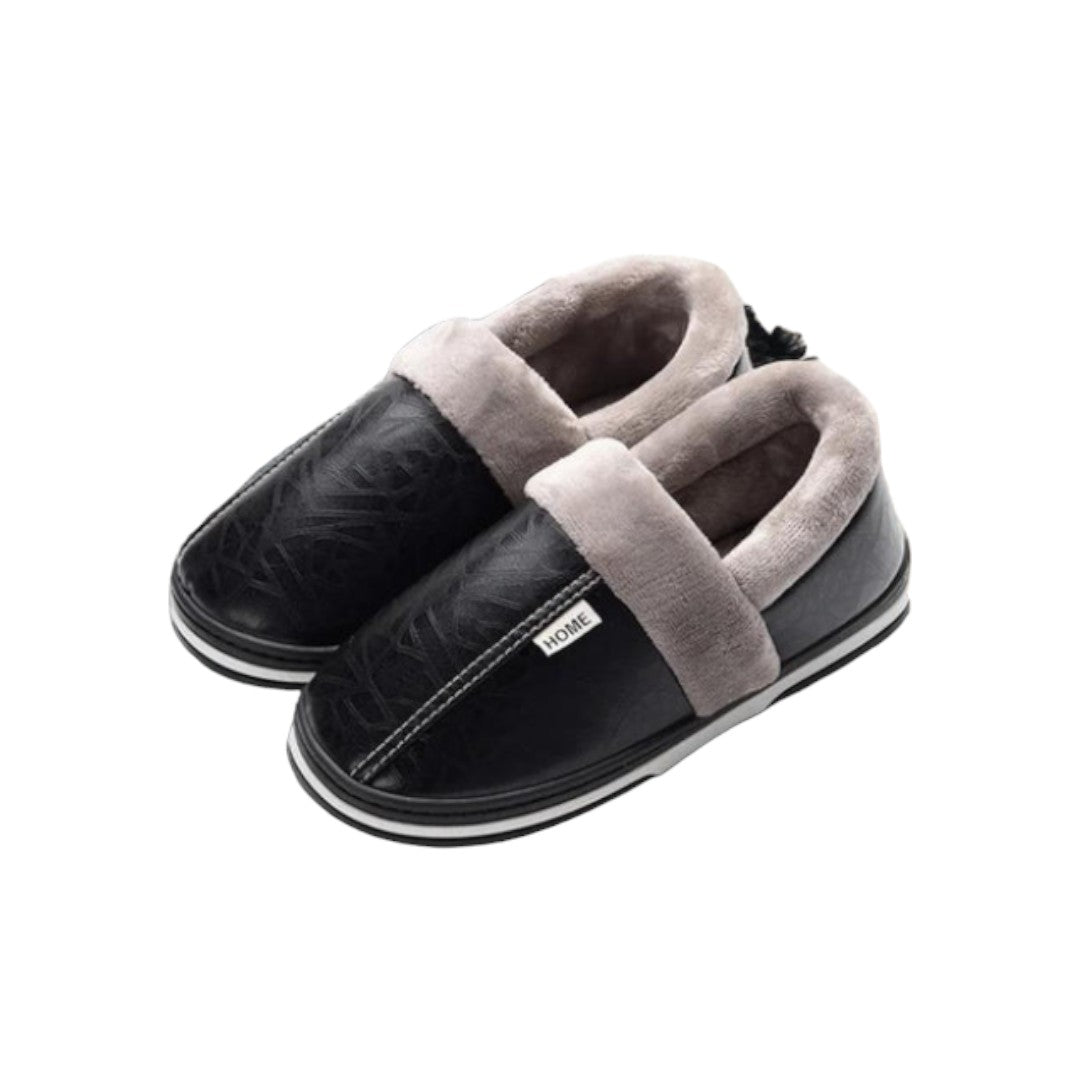 New Men/Women Winter  Non Slip Indoor Shoes for Man Leather,Waterproof Warm Slippers