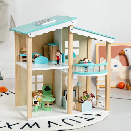 Blue Wooden Doll House