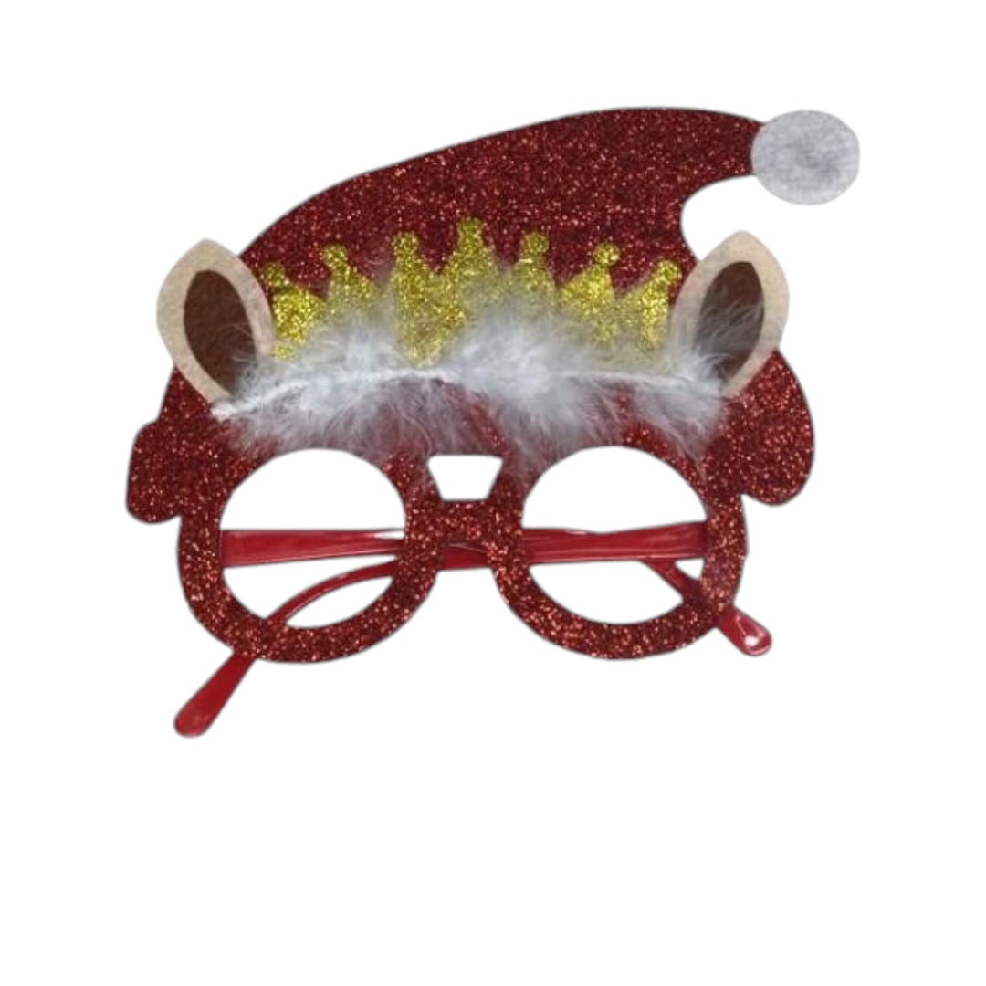 Christmas Glasses Frame With Santa Hat Lightweight Novelty Decorative Costume Eyewear