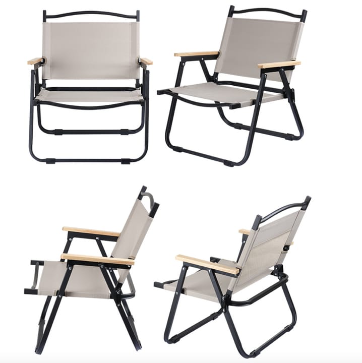 Portable Foldable Camping Kermit Chair For Outdoor Picnic With A Wooden Pattern And An Aluminum Frame