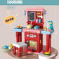 2 IN 1 B/O Mist Spray Happy Kitchen Toys Cooking Kitchen Cabinet Table Toy Big Toy Kitchen Set