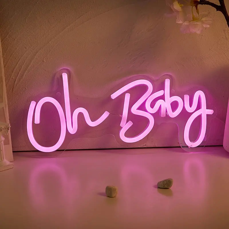 1pc LED Neon Sign Oh Baby Letter Night Lights