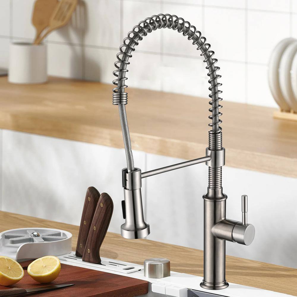 Stainless Steel Pull out Kitchen Faucet with Sprayer Single Handle